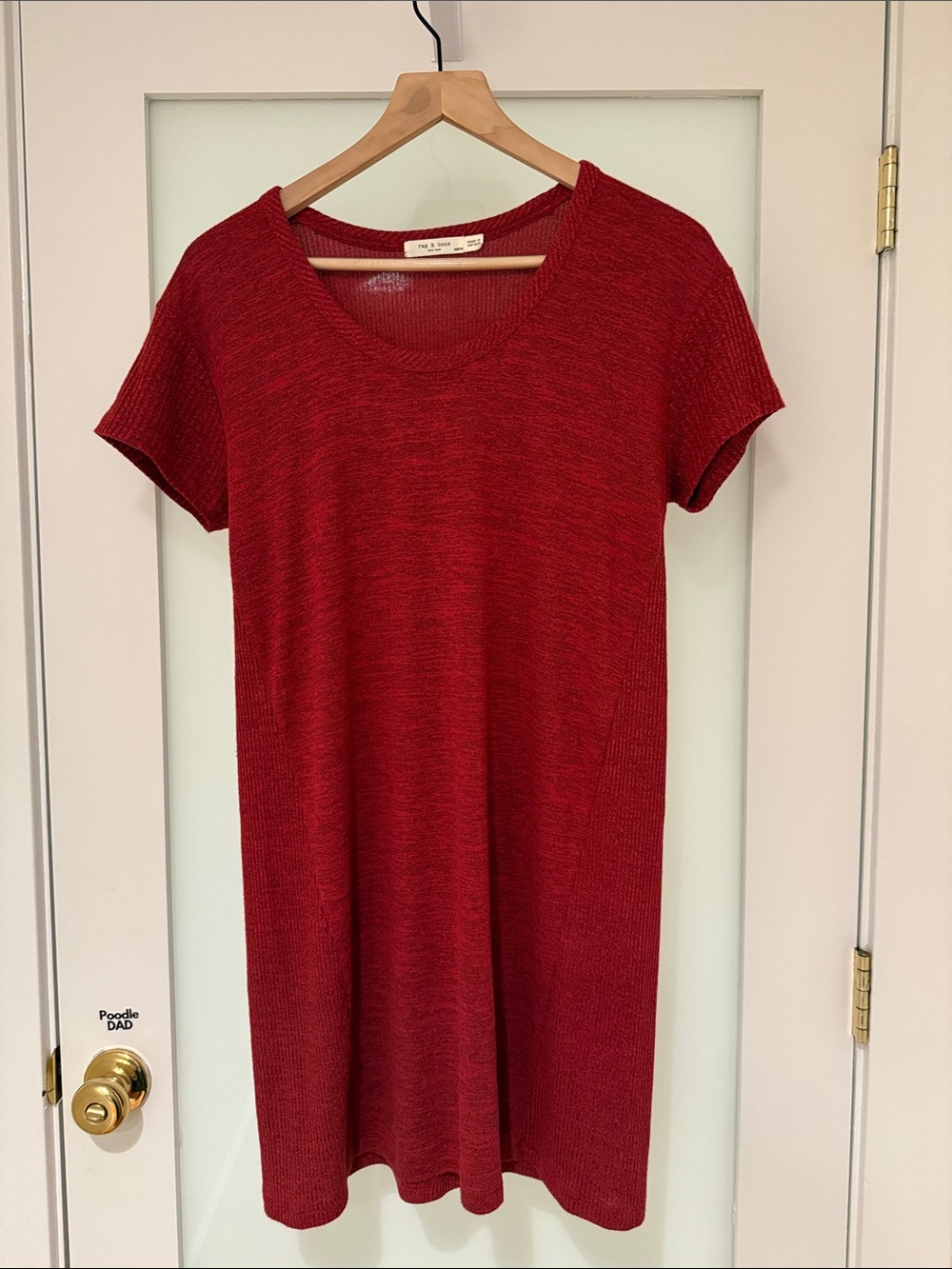 Rag and Bone - Red Short-Sleeve Knit Dress Top